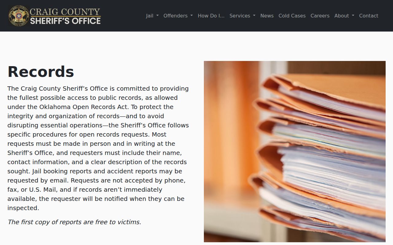 Craig County released mugshot records request rules from the sheriff